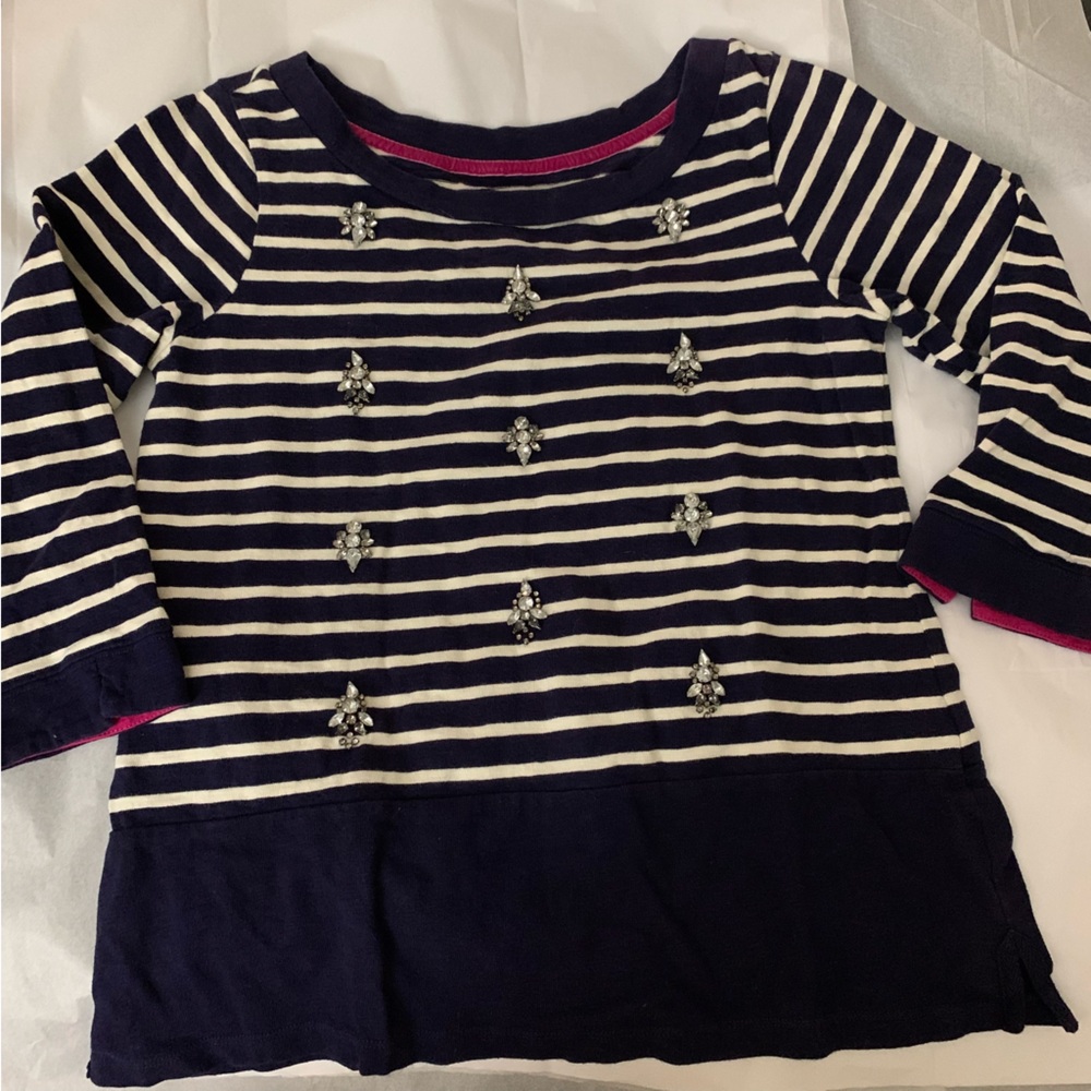 Joules striped top with rhinestone details sz 8